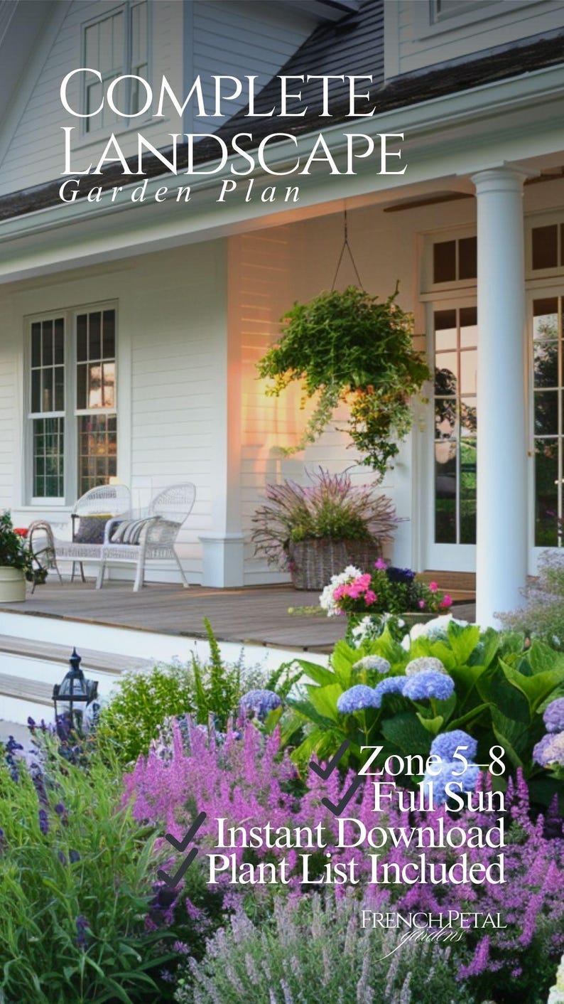 Complete Yard Landscape Plan Front Backyard & Side Yard Planting Design ...