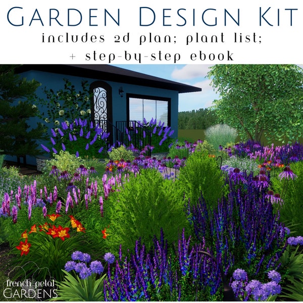 Full Sun Plants Template + Ebook Prairie Garden Landscape Design Plan Native Wildflower Gardens Sustainable Naturalistic Flower Bed Layout