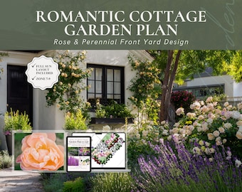 Cottage Rose Garden Plan Front Yard Landscaping Layout Pink Roses + Low Maintenance Flower Bed Full Sun Zones 7–9 DIY Design Blueprint