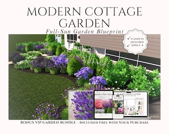 Modern Cottage Garden Landscape Design: Full Sun Hydrangea Flower Bed (Digital Download)