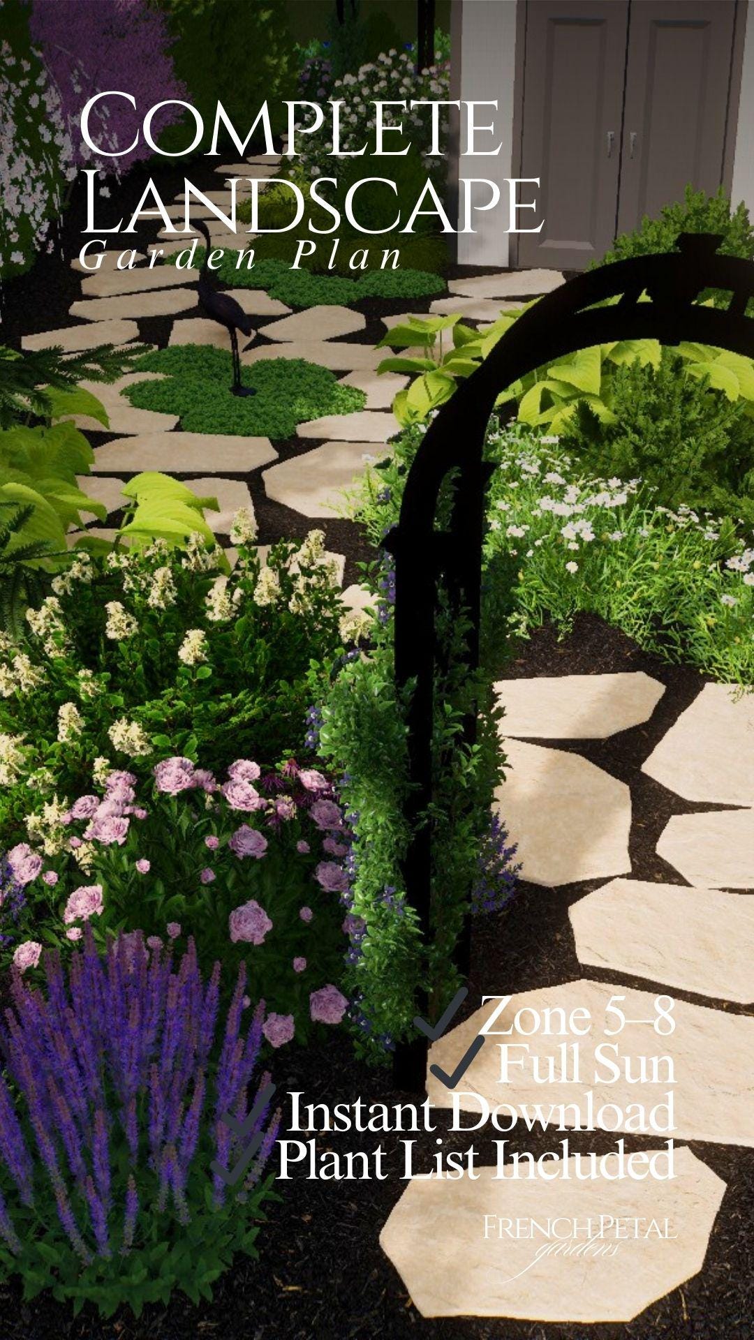 Complete Yard Landscape Plan Front Backyard & Side Yard Planting Design ...