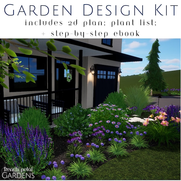 Year Round Color Garden Design Kit Full Sun Perennial Plan Vibrant Landscape Layout Continuous Bloom Easy Care for Home Curb Appeal