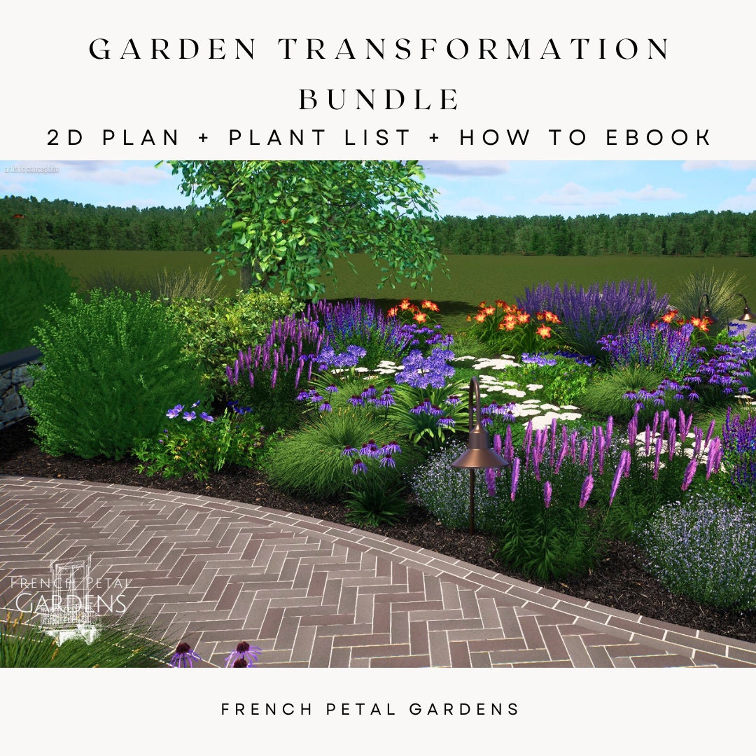 Full Sun Garden Template Perennial Garden Plan Design Front Yard Curb Appeal DIY Landscape