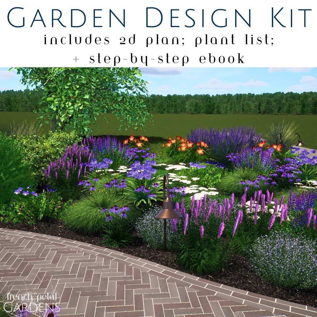 Full Sun Garden Template Perennial Garden Plan Design Front Yard Curb ...