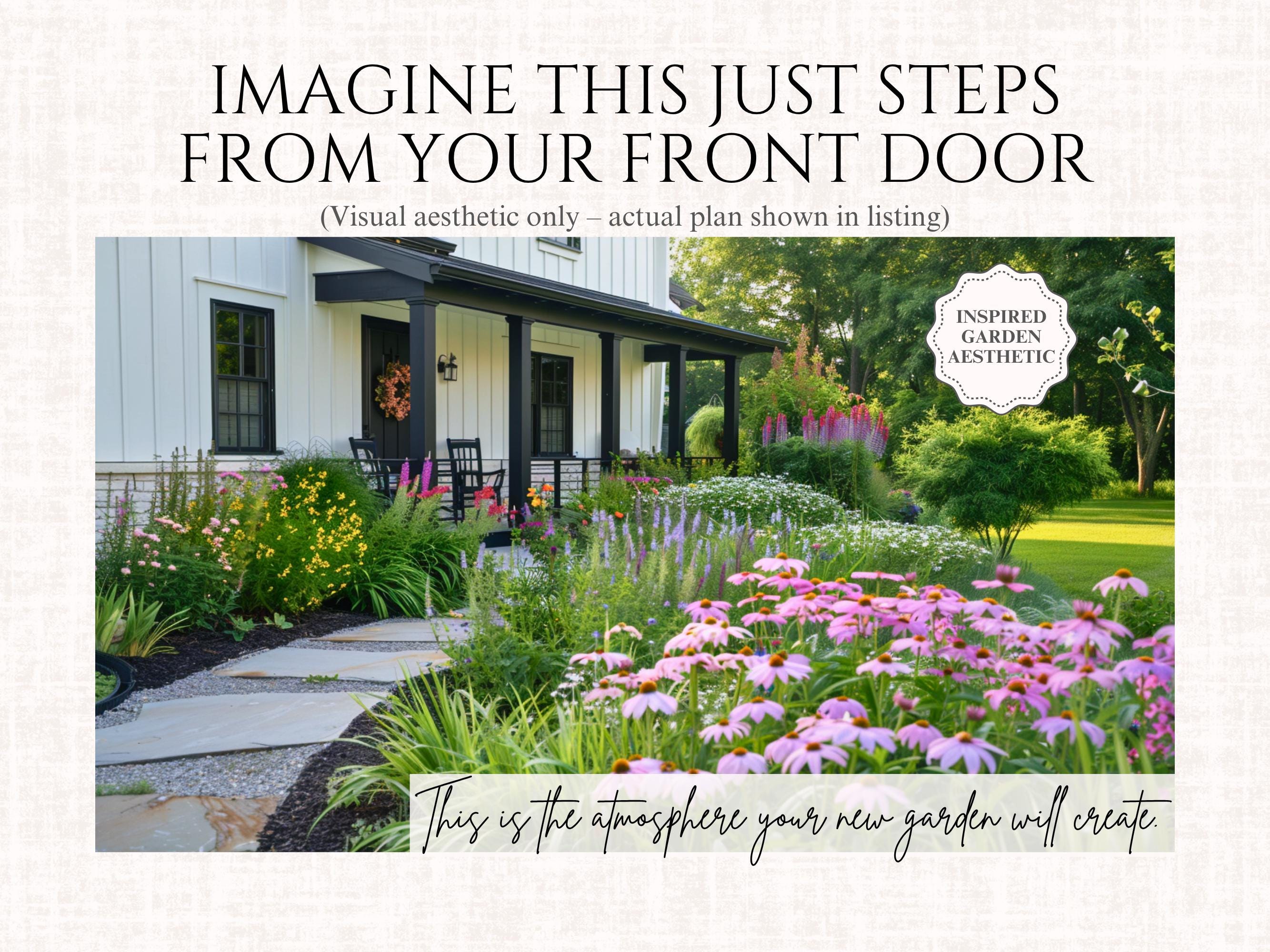 Front Yard Design Landscape Plan Full Sun Garden Layout Deer Resistant ...