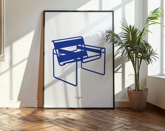 Iconic Chair Poster Series - Marcel Breuer - Blue