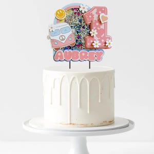 Personalized Cake Topper | Vibrant Birthday Shaker Cake Decoration | Unique Birthday Party Ideas | Custom Girl Cake Topper Groovy