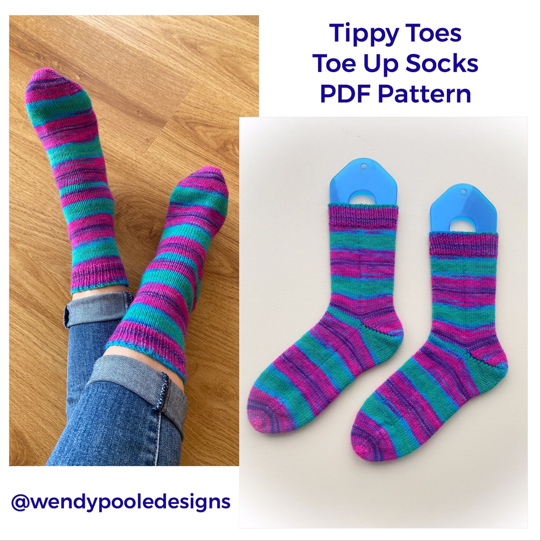 Tippy Toes Toe up Sock Knitting Pattern, Easy Sock Pattern, PDF Instant