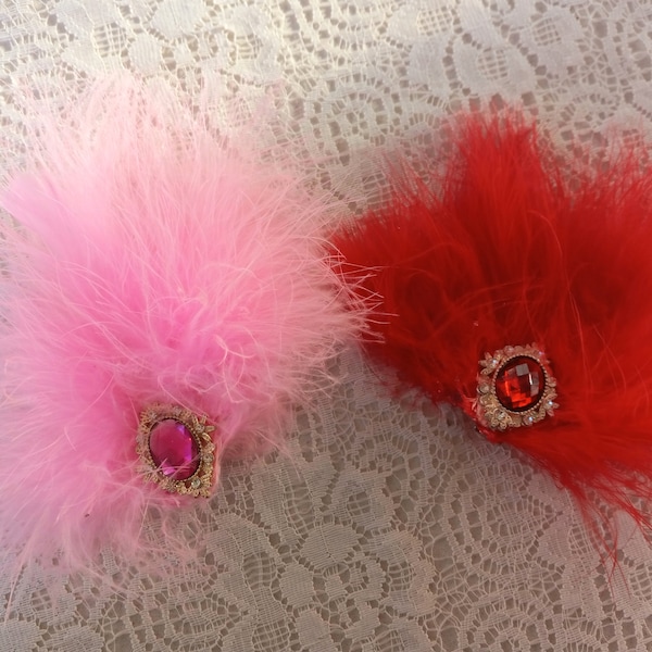 Red Feather Hair Clip, Feather Fascinator, Pink Feather clip