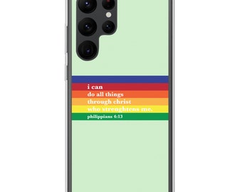 Philippians 4:13 - Green - Samsung Case - Galaxy S10, S10+, S10e, S20, S20 FE, S20 Plus, S20 Ultra, S21, S21 Plus, Ultra, S22 Plus, Ultra