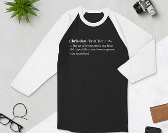 Christian Definition - White - 3/4 sleeve raglan shirt