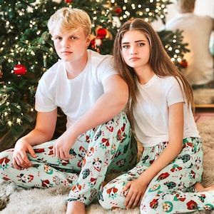 Unisex bamboe vakantie slaapbroek voor volwassenen, bijpassende pyjama voor het hele gezin, pyjama voor heren en dames, kerstpyjama voor volwassenen, vakantiepyjama voor volwassenen