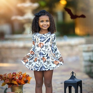 Girls Halloween Bamboo Twirl Dress, Halloween Dress, Halloween Costume, Girls Party Dress, Girls eco-friendly Dress, Toddler Birthday dress