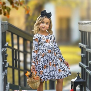 Girls Halloween Bamboo Twirl Dress, Halloween Dress, Halloween Costume, Girls Party Dress, Girls eco-friendly Dress, Toddler Birthday dress