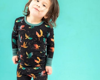 Dreamy Dragons Two-Piece Bamboo Viscose Pajamas – Soft & Breathable Kids Pajama Sets, Toddler Clothes, Baby PJs, Children’s Clothing