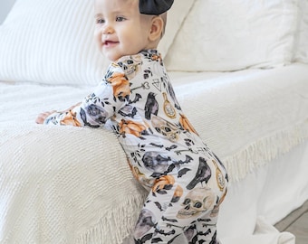 Halloween Bamboo Footie Pajamas, Double Zipper, Fold-Over Mittens