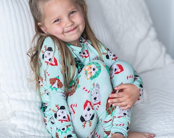 Christmas Dogs Bamboo Children's Pajamas  |  Eco-Friendly Kids Pajamas | Christmas 2-Piece pajama set | Matching Fsmily Christmas Pajamas