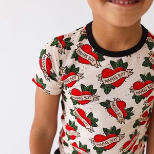 Grafisches T-Shirt für Jungen, coole Jungenkleidung, Schulanfang-Shirts für Jungen, Kinder-T-Shirts - Old-School Tattoo Design