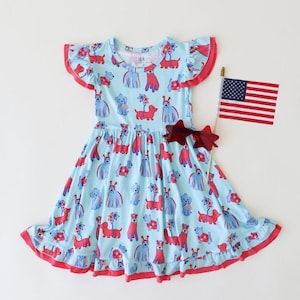 Patriotic Pups Girls Twirl Dress - Fourth of July