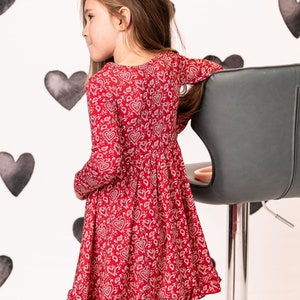 Celebrate Love With Our Red Paisley Hearts Bamboo Twirl Dress for Girls Perfect for Kids Valentine's Dress, Party Dress or Play Dress image 3