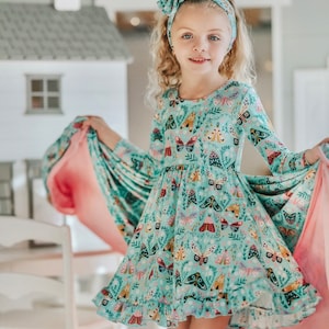 Magical Moths Bamboo Twirl Dress, Girls Twirl Dress, Toddler girl dress, Moth Collection, Girls Play Dress, Dresses for Babies and Toddlers image 3