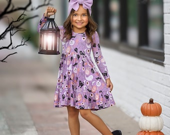 Girls Halloween Bamboo Twirl Dress, Halloween Dress, Halloween Costume, Girls Party Dress, Girls eco-friendly Dress, Toddler Birthday dress