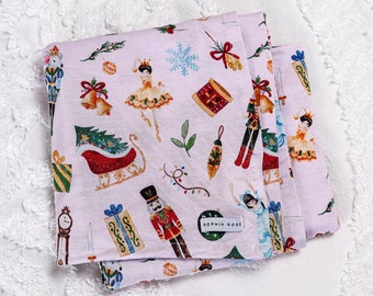 Nutcracker Newborn Swaddle Blanket | Infant Coming Home Wrap |  Bamboo Swaddle | Baby's First Christmas | Eco-Friendly Baby Gift for Girl