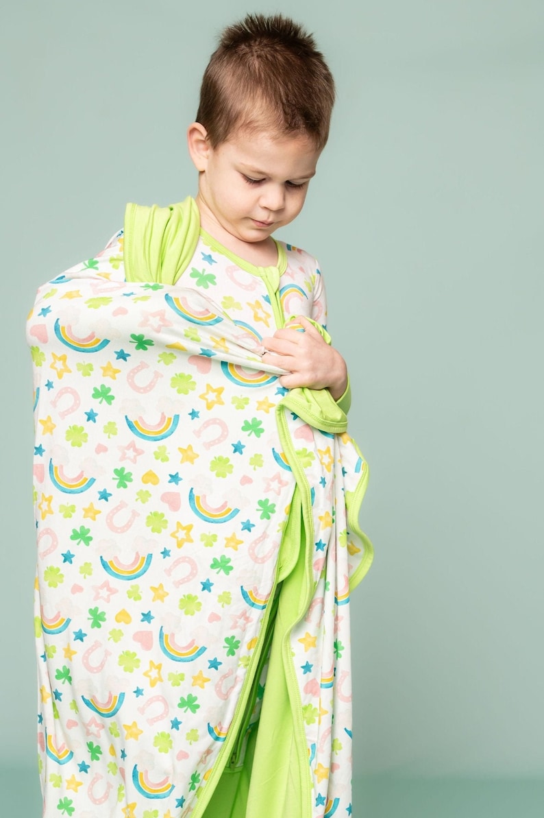 Bamboo Shamrocks & Rainbows 50x50 Double Sided Blanket - Sophia Rose Children's Boutique