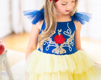 Snow White Princess Dress for Girls – Embroidered Apple Tutu Dress, Halloween Costume, Birthday Outfit