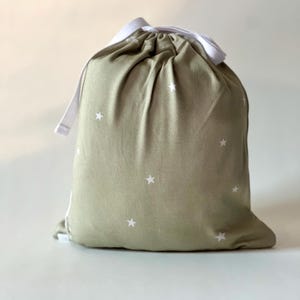 Sage Stars Bamboo Crib Sheet - Unisex Baby Bedding - Soft Fitted Crib Sheet with Matching Tie Bag - Gender Neutral Nursery