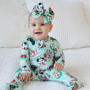 Family Matching Christmas Pajama, One-Piece Zip Up footie EcoFriendly Baby Romper Unisex Baby Christmas Pajamas, Babys First Christmas image 7