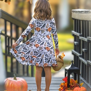 Girls Halloween Bamboo Twirl Dress, Halloween Dress, Halloween Costume, Girls Party Dress, Girls eco-friendly Dress, Toddler Birthday dress image 2