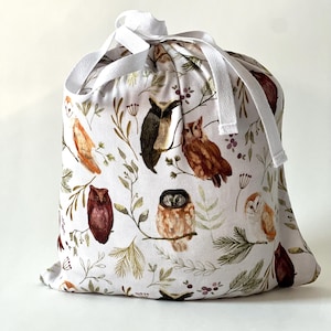 Sleepy Hollow Woodland Owls Bamboo Crib Sheet - Unisex Nursery Bedding - Soft Fitted Crib Sheet with Matching Tie Bag