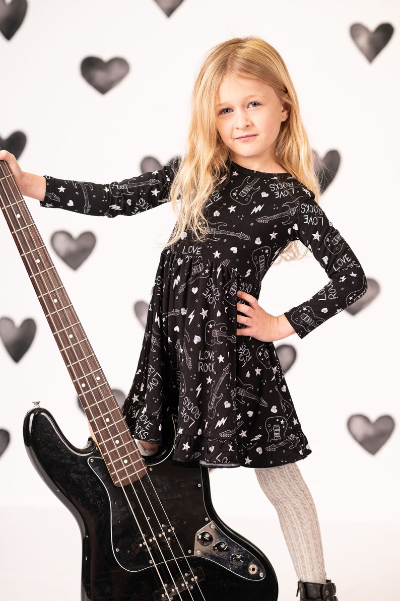 Celebrating our Love of Music with Our Bamboo Girls Rock n' Roll Twirl Dress Makes the perfect Gift for Girl. image 3