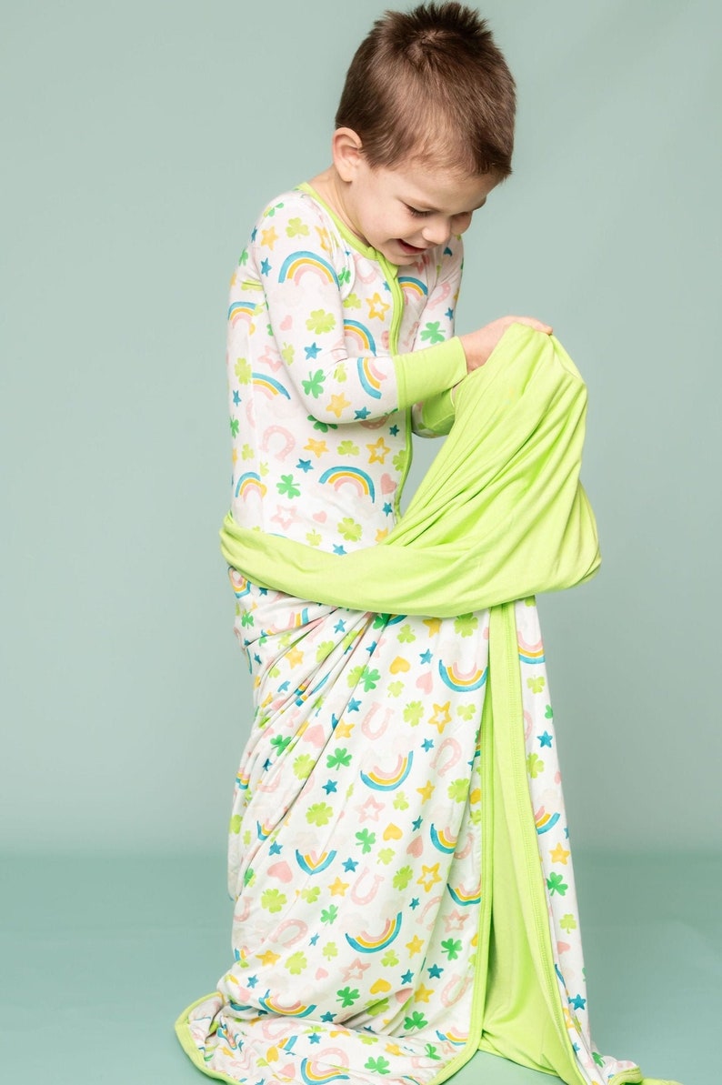 Bamboo Shamrocks & Rainbows 50x50 Double Sided Blanket - Sophia Rose Children's Boutique