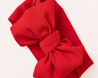 Big Red Textured Hair Bow Headband