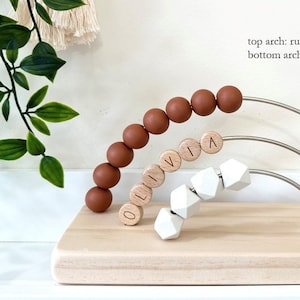 PERSONALIZED Abacus, Boho Wooden Nursery Decor, Modern Matte Earthy Tones, Baby Shower Gift, Rainbow Abacus