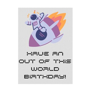 Carte d’anniversaire imprimable Space Astronaut Rocket Ship Carte de téléchargement instantané numérique, carte d’anniversaire amusante pour lui / elle