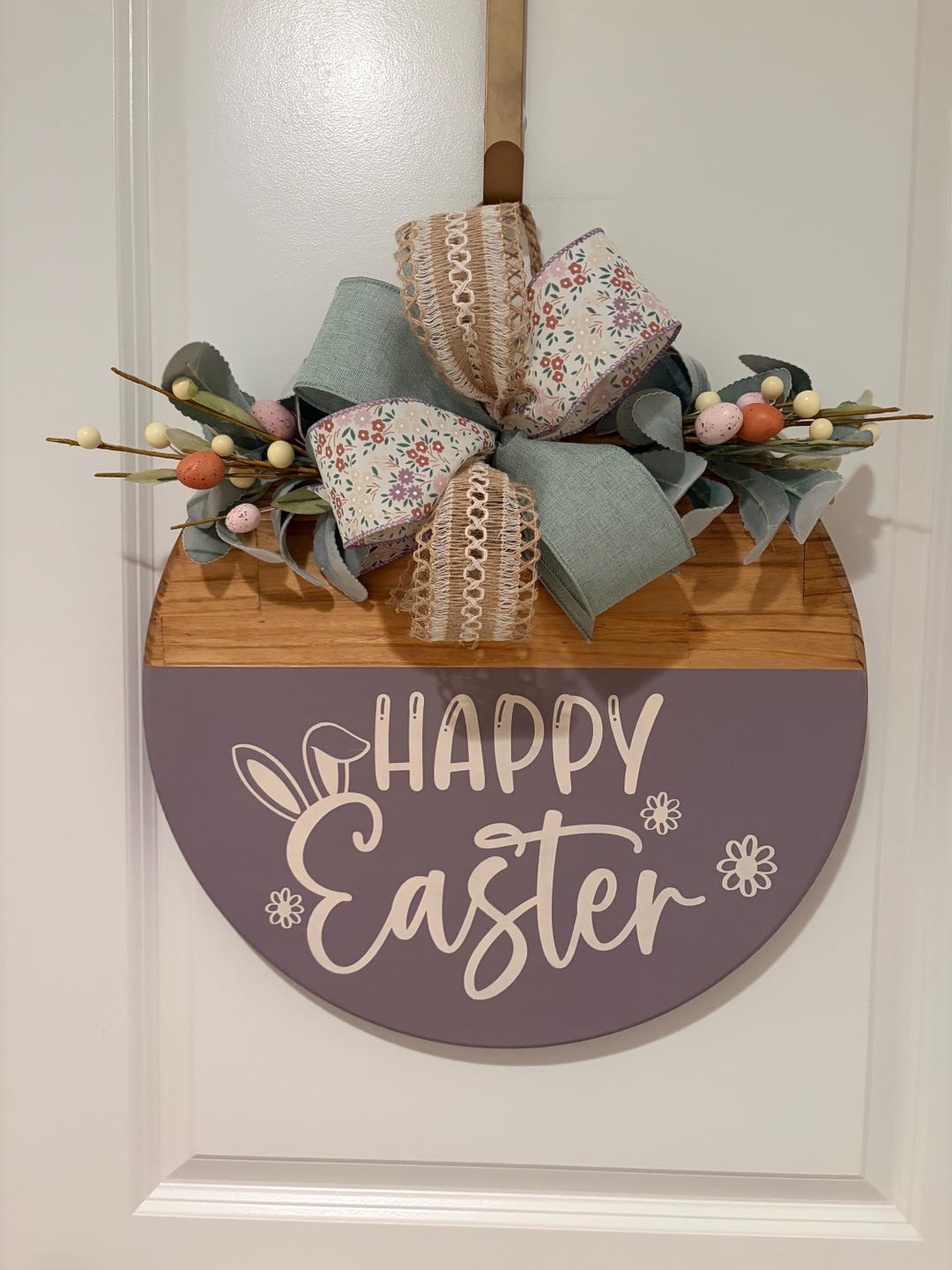 Happy Easter Wood Sign | Easter Egg Door Hanger |18” | Spring Wreath - Etsy