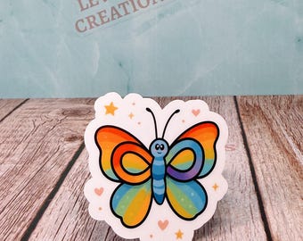 Pegatina de mariposa de neurodiversidad, calcomanía de vinilo con símbolo de infinito arcoíris, regalo para autismo y TDAH