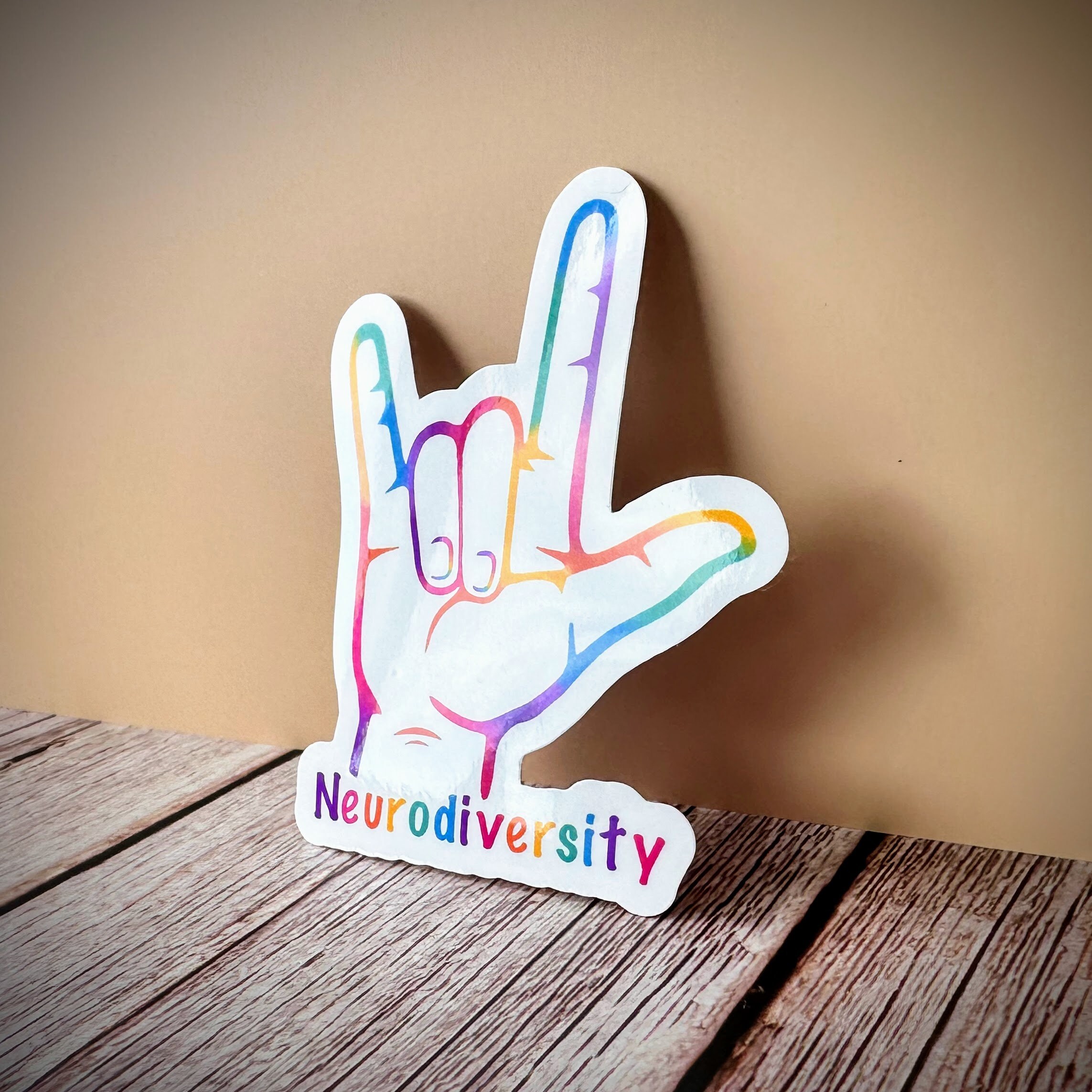 Love Neurodiversity ASL Sign Sticker, Rainbow Autism ADHD Support Decal ...