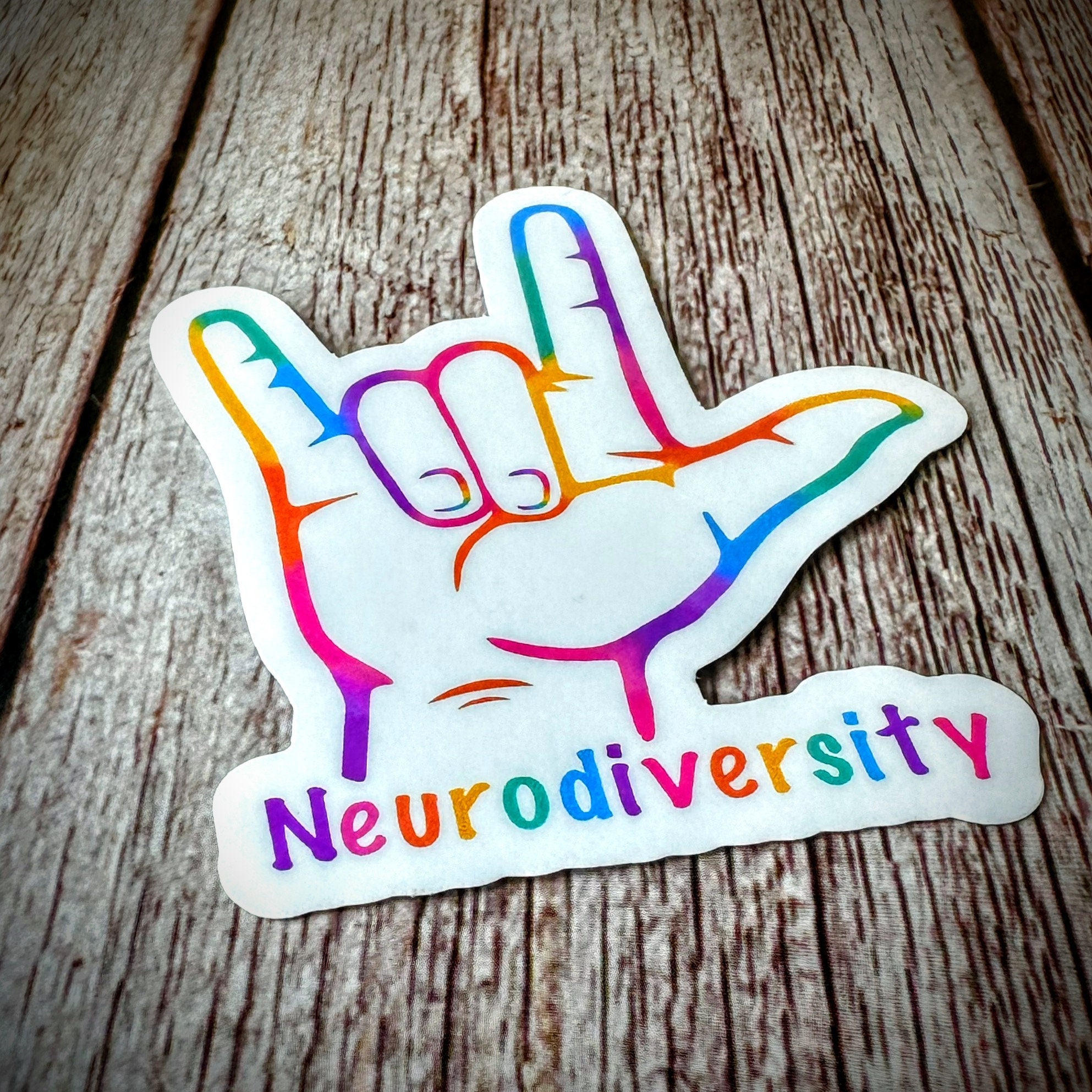 Love Neurodiversity ASL Sign Sticker, Rainbow Autism ADHD Support Decal ...