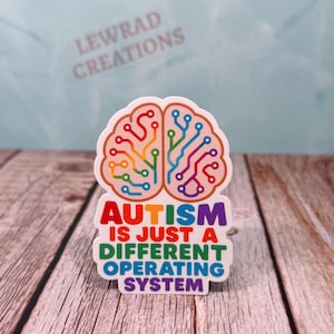 Autistic Pride Sticker, “Different Operating System” Brain Vinyl Decal, Neurodiversity Gift