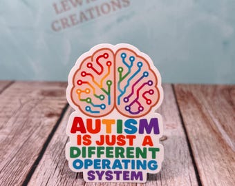 Autistic Pride Sticker, “Different Operating System” Brain Vinyl Decal, Neurodiversity Gift