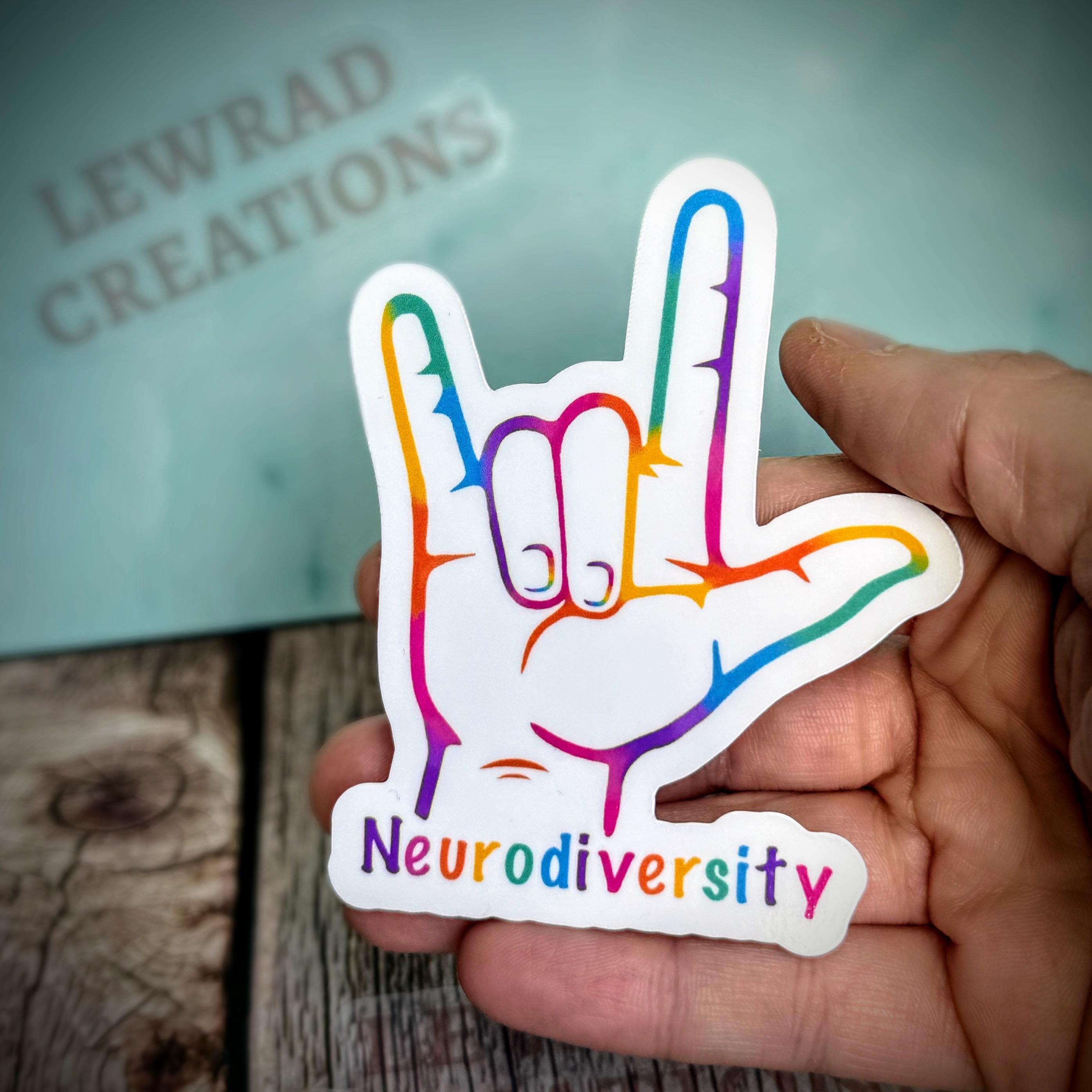 Love Neurodiversity ASL Sign Sticker, Rainbow Autism ADHD Support Decal ...