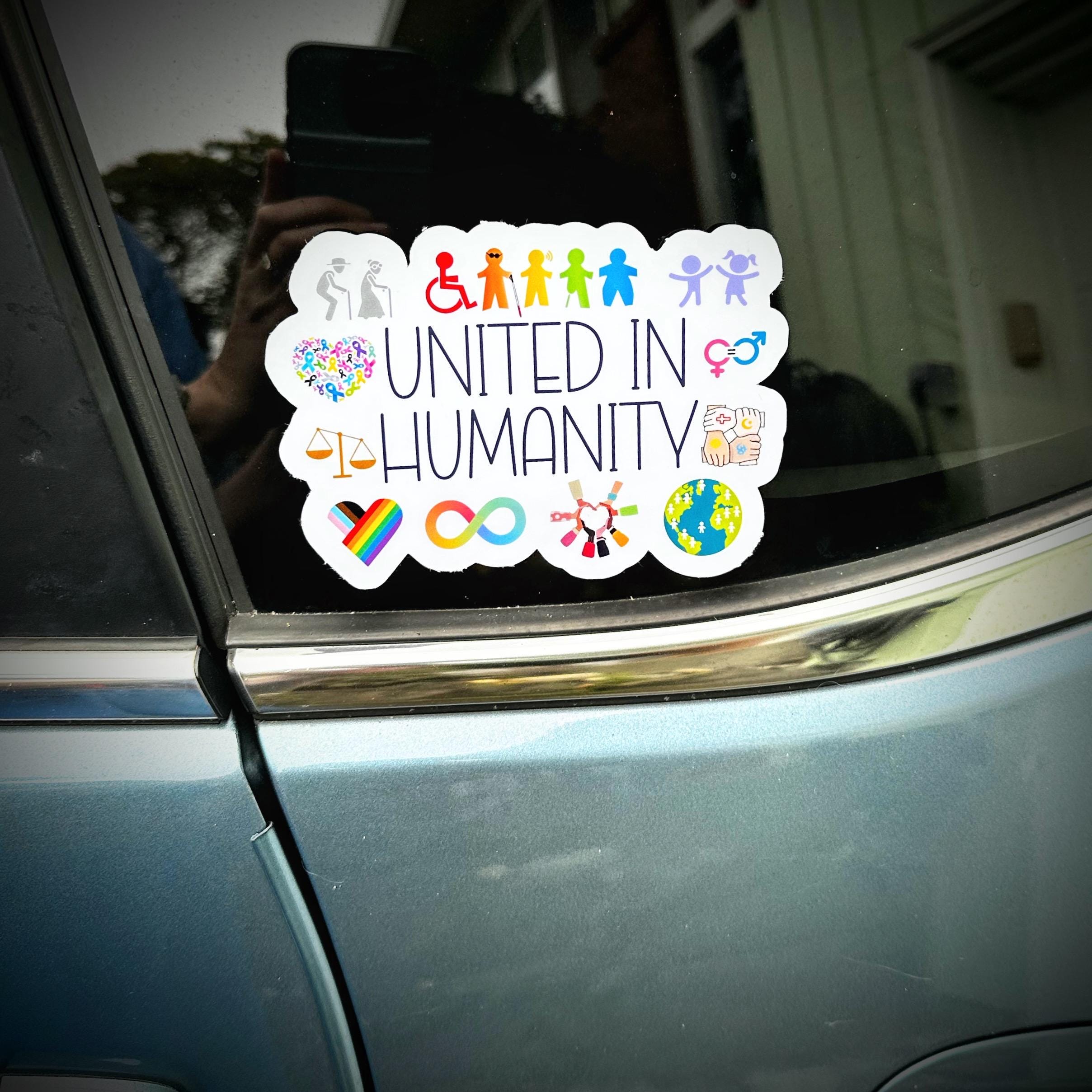 United in Humanity Bumper Sticker, Inclusion Equality Decal, Diversity ...