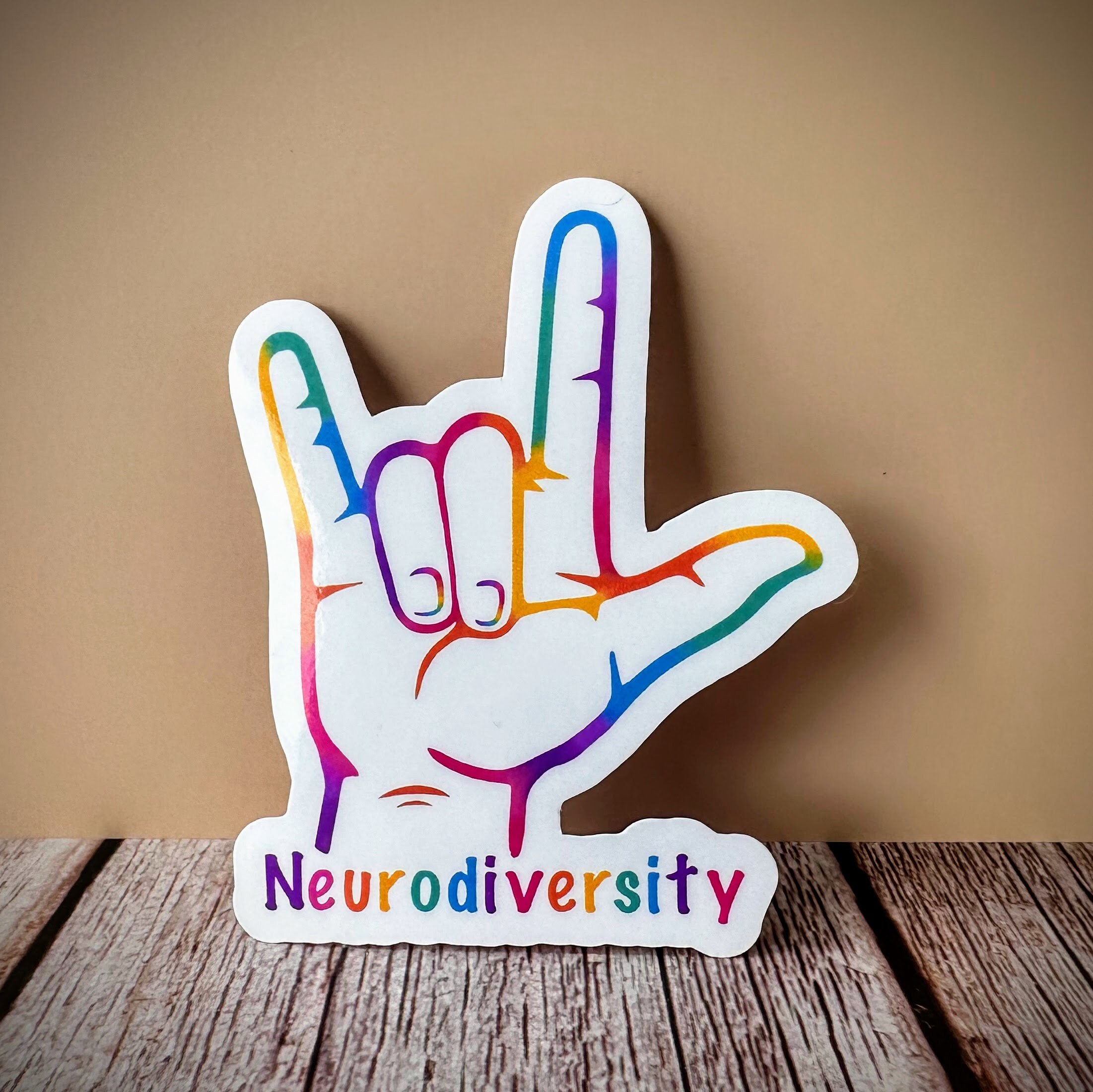 Love Neurodiversity ASL Sign Sticker, Rainbow Autism ADHD Support Decal ...