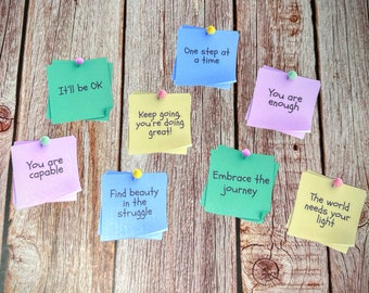 Mental Health Sticky Note Sticker Pack, Daily Affirmations, Therapist Gift, Self Care Set