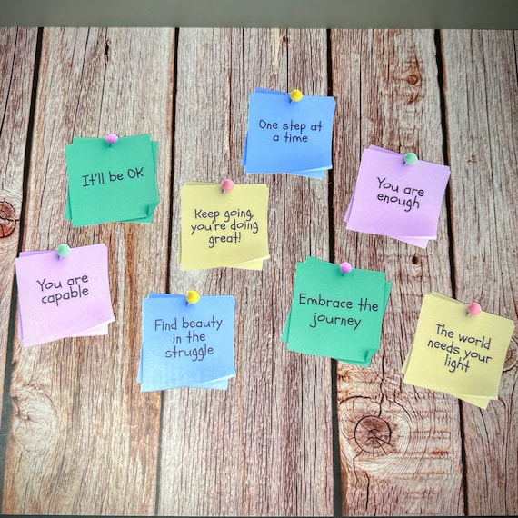 Mental Health Sticky Note Sticker Pack, Daily Affirmations, Therapist Gift, Self Care Set