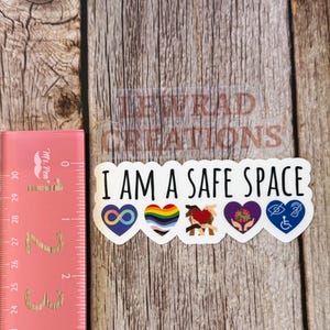 I Am a Safe Space Vinyl Sticker: Neurodiversity, LGBTQ+, Mental Health, Disability & Inclusion Advocate Decal image 9